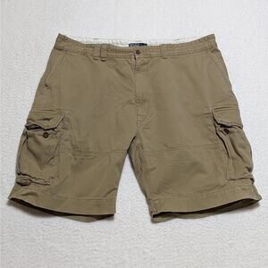 Polo Ralph Lauren Cargo Shorts 46 Big Khaki Outdoor Urban Casual Navy Pony Logo